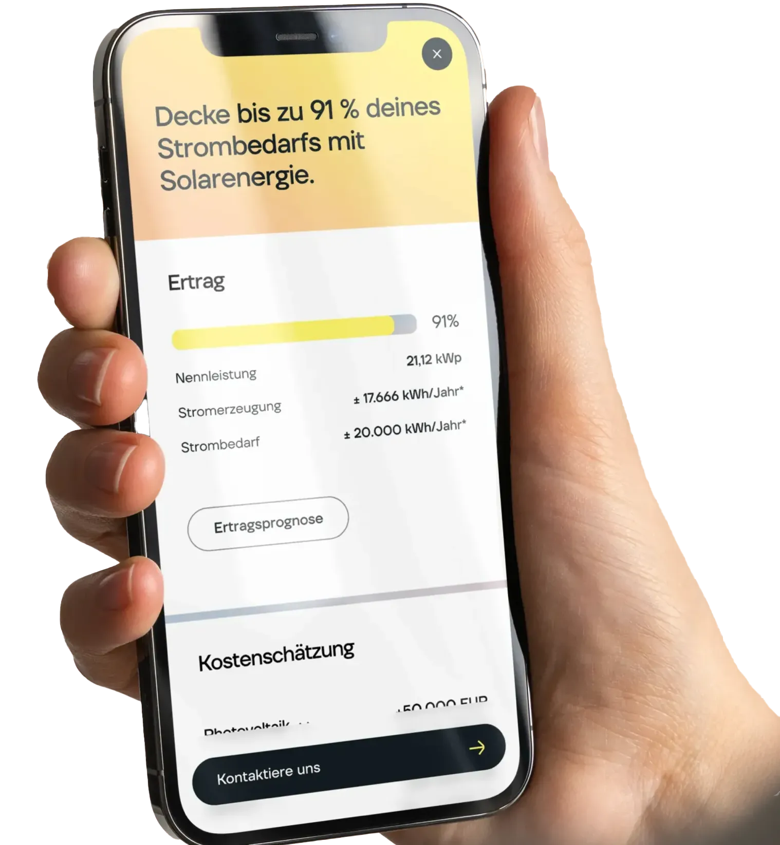 Mobile use of the Autarq cost estimate