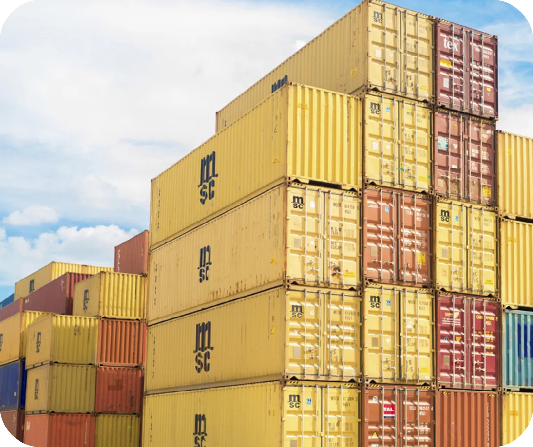 Stacked shipping containers